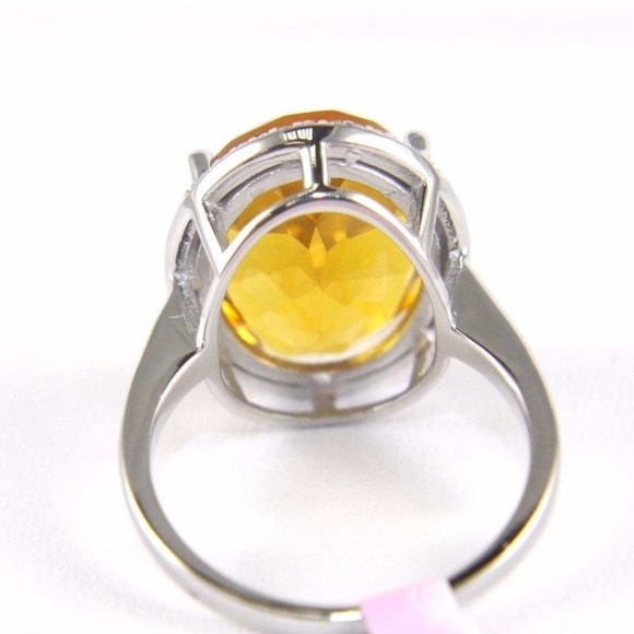 Honey Yellow Citrine & Diamond Halo Ring WG 7.64Ct - Picture 7 of 7